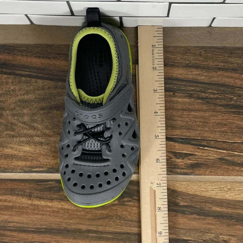 CROCS Swiftwater Play Shoe Little Girl's Size c12 Gray Green Water Sneakers